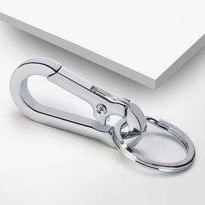 Stainless Steel Keychain Oval Shape Solid Color Hard Wearing Metal Key Ring For Men And Women Minimalist Style - Product Image 1