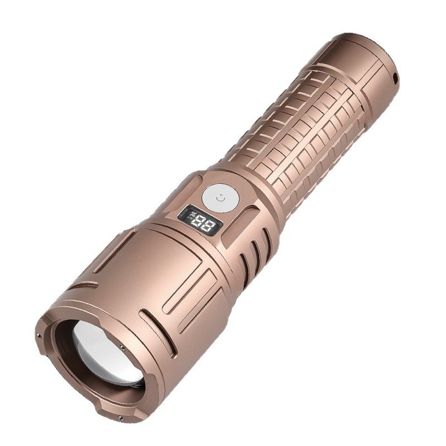 Aluminum Alloy USB Rechargeable IP54 Waterproof Tactical LED Flashlight White and Yellow Light Camping Bright LED Torch