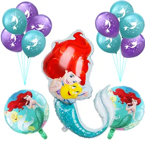 QAKGL 1set Balões Sereia Festa de Aniversário Suprimentos Sereia Mylar Balões para Meninas Aniversário Baby Shower