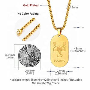 Collana con ciondolo con etichetta oroscopo in acciaio inossidabile placcato oro all'ingrosso personalizzabile <span class=keywords><strong>astrologia</strong></span> 12 segno zodiacale - Product Image 3