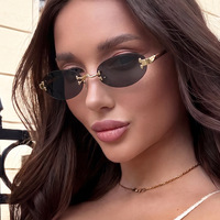 Lunettes de soleil ovales en métal pour femmes, or rose, perles, verres marron UV400, style vintage, vente en gros, logo personnalisé