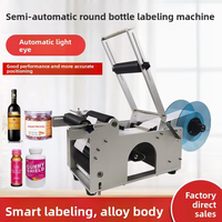 Machine d'étiquetage semi-automatique pour bouteilles rondes, compatible avec des diamètres de 15 à 150 mm, étiqueteuse semi-automatique pour bocaux, augmente l'efficacité