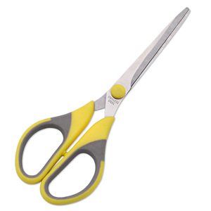 Tijeras Domésticas de Acero Inoxidable, Color Gris Amarillento, Cabeza Recta, Tijeras de Seguridad para Cortar Papel de Oficina y Manualidades - Product Image 1