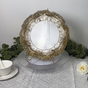 Nouvelle décoration de Noël et de mariages Vintage Round Design Gold Edge Reef en plastique Hot Gold Plate Eco-Friendly - Product Image 2