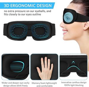 Masque de sommeil 3D amélioré avec espace profond pour les yeux et conception amortissante, occultation totale, OEM personnalisé, MOQ 100 pièces - Product Image 3