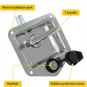 Khóa Cửa Sau Hộp Công Cụ Có Tay Cầm Chữ T Gấp Gọn Cho Xe Moóc Xe Tải Bằng Thép Không Gỉ - Product Image 2