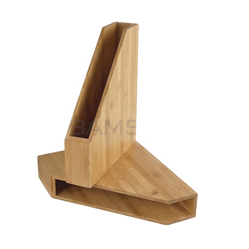 Бамбуковый вертикальный держатель для файлов и органайзер для офисных товаров, файлы для магазинов, журналы, блокноты, книги и многое другое, 2 упаковки