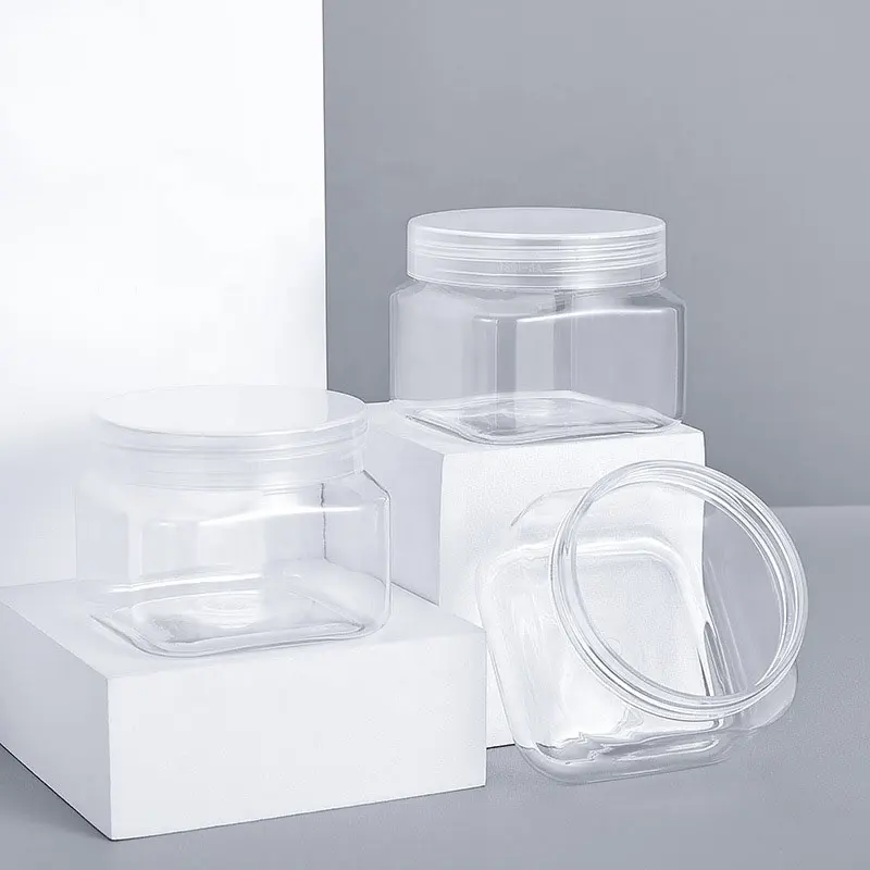 LZ Pack Stock 100pcs 150ml 5.3oz Transparent Lids Square Skincare Packaging Custom Logo Cosmetics Clear Plastic Jar