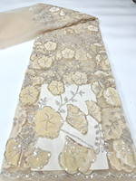 NI.AI Nouveau design Tissu en dentelle à sequins et perles, dentelle en velours, broderie en dentelle, tulle pour fêtes et mariages