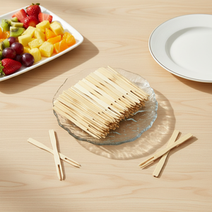 Brochettes et fourchettes à fruits jetables en bambou – Outil de cueillette de fruits au design moderne pour usage domestique et commercial - Product Image 6