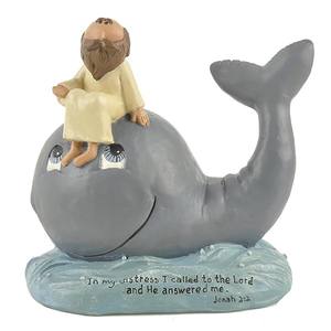 Viaggio fedele: Jonah e la statuetta in resina di balena "chiamata al signore" JONAH W/balena-un simbolo di <span class=keywords><strong>speranza</strong></span> e risposta divina - Product Image 1