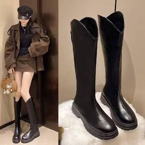 Botas de montar para mujer, estilo 2026, elegantes, por encima de la rodilla, estilo petite, suela gruesa, botas altas versátiles - Product Image 1