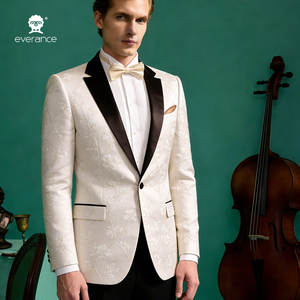 Traje de Boda Elegante <span class=keywords><strong>para</strong></span> Hombre, 100% Lana, Doble Botonadura, Transpirable, Jacquard, Color Blanco, <span class=keywords><strong>para</strong></span> Graduación y Boda - Product Image 1