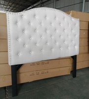 Tête de lit moderne de luxe Queen King Size Tête de lit en tissu de lin rembourré doux avec couleur chameau et pieds en métal Nouveau design