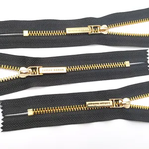 Пользовательские длинные цепи черные брюки джинсы золотой рулон металлическая молния латунь зубы металлические молнии для куртки сумочка