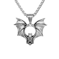 Liontin Punk Bat Vintage Berlapis Emas PVD 316L Stainless Steel, Perhiasan Fashion Berkualitas, Kalung Pria Grosir