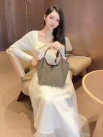 Sac fourre-tout vert pour femme 2026, nouveau, en PU souple, haut de gamme, luxe léger, couleur unie contrastante, avec boucle de verrouillage, toutes saisons