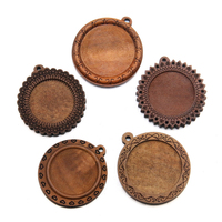 Plateaux de base de pendentif camée vierges avec cordon en cuir pour la fabrication de bijoux