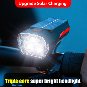 Faro Solare Ricaricabile con Porta Type-C Integrata per Ciclismo Notturno, Luce LED Anteriore per Bicicletta in Materiale ABS, Alimentazione a Batteria - Product Image 2