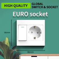 Prise murale USB Type-C, norme européenne, coréenne, espagnole, irlandaise, IP44, matériau ignifuge industriel, 10A, 220V, 1 port USB-A, 1 port USB-C