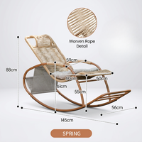 Fauteuil à bascule d'extérieur Meiqi, fauteuil inclinable en rotin résistant aux intempéries pour balcon, patio, jardin, hôtel, maison, loisirs et détente