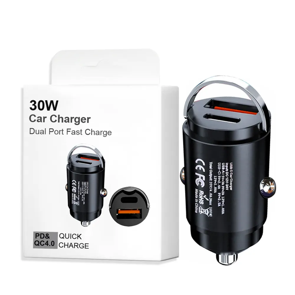 Pd30w cổng kép Mini Power Adapter nhanh 30W qc4.0 Loại-C xe sạc cho điện thoại di động