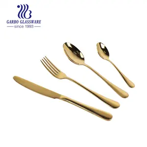 Royal Silverware Gold Stainless Steel Spoon Fork Knife Cutlery Flatware Sets Service SS 18/10 shiny Gold spoon fork and knife