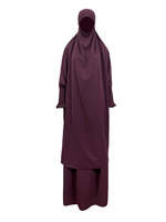 Aschulman Écharpe de base solide brodée personnalisée Jilbab Hijab Abaya Prière Ensemble de 2 pièces pour femmes musulmanes