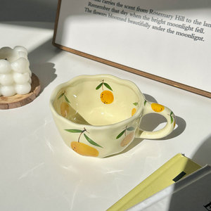 Cute Strawberry Fruit Mug Irregular Ceramic Coffee Mug Flower Design Latte Cup for Cappuccino - Product Image 3