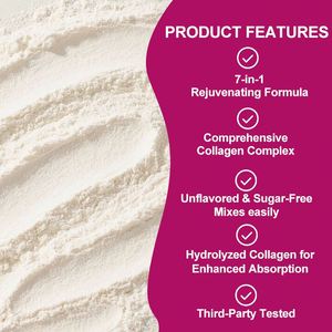 Çoklu Kolajen Protein Tozu Tip I, II, III, V, X, Biotin, Hyaluronik Asit, C Vitamini İçeren, Aromasız Kolajen Peptitleri, Keto Dostu - Product Image 5