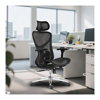 Chaise de bureau exécutive ergonomique moderne en maille avec accoudoirs et appui-tête réglables, garantie de 3 ans pour la maison, le bureau et l'école