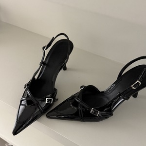 Factory Wholesale Green Satin Pointy One-line Stiletto Heels Women Spring and Summer Sandals Shoes - Product Image 6