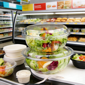 Ciotola per Insalata in Plastica PET Monouso per Alimenti con Coperchio Contenitore per Insalata - Product Image 2