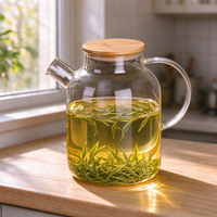 Pichet en verre borosilicate transparent de style nordique minimaliste, 1000 ml et 1800 ml, pour eau froide et thé de l'après-midi