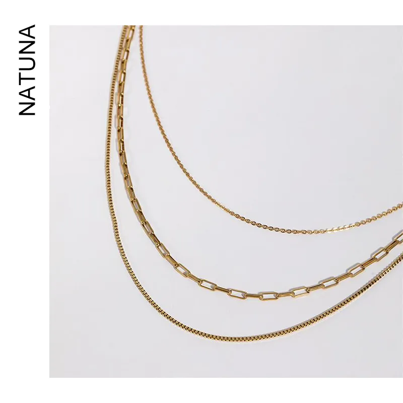 قلادة NATUNA من الفضة الإسترلينية مطلية بالذهب عيار 18 قيراط بياقة من سلسلة الترقوة للبيع بالجملة للسيدات
