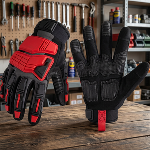 Gants anti-chocs avec embouts des doigts texturés en micro-diamants, bracelet réglable, gants de sécurité antidérapants - Product Image 4