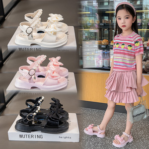 2026 गर्मियों की नई लड़कियों को ओपन-टोड सैंडल धनुष फैशन नरम नीचे गैर-पर्ची वेक्रो बंद हल्के सांस लेने योग्य बच्चों को आकस्मिक - Product Image 2