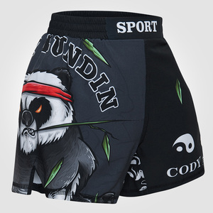 Short MMA pour enfants imprimé en 3D en gros-Vêtements de sport inspirés de Cody Lundin-Short de combat <span class=keywords><strong>noir</strong></span> personnalisé - Product Image 2