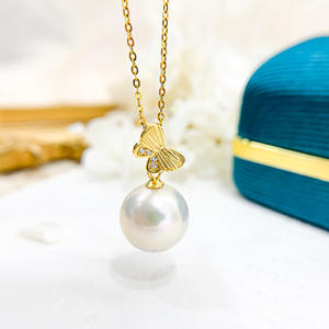 Colgante de Plata S925 Estilo Mariposa para DIY, Collar Vacío con Cuentas Redondas de 9-12mm, Accesorios para Perlas 30782 - Product Image 1