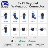 Connecteur de câble SY21 étanche IP68, 2, 3, 4, 5, 7, 9 broches, mâle/femelle, à verrouillage rapide, prise aviation, avec écrou arrière/prise à bride