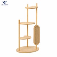 Torre para Gatos de Madera Minimalista Nórdica, Multinivel, para Interiores, con Poste Rascador de Sisal, Mueble de Pino Natural, Venta al Por Mayor