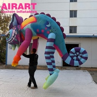 Costume de lézard gonflable coloré, marionnette gonflable à porter par un humain