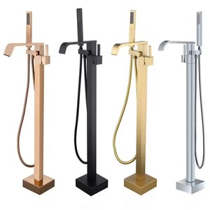 Sang Trọng Màu Đen <span class=keywords><strong>Brass</strong></span> Phòng Tắm Vòi Nước Tầng Thường vụ Thiết Kế Duy Nhất Xử Lý Nước Nóng Và Lạnh Nhúng Thiết Kế Đơn Giản Bồn Tắm Mixer - Product Image 1