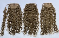 Queue de cheval bouclée et ondulée à enrouler, sans nœuds, sans perte de cheveux, extensions de cheveux humains slaves pour femmes - Prix de gros