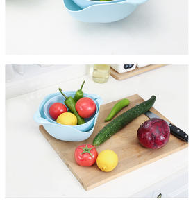 <span class=keywords><strong>Panier</strong></span> de lavage de fruits et légumes en plastique double couche créatif moderne cuisine ménage passoire Drainage pour fruits de salon - Product Image 1