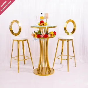 Banquet Rental Event Luxury Gold Stainless steel Cruiser Cocktail Cafe high foot Bar Tables