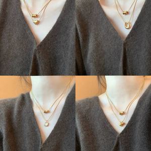 Nouvelle chaîne de clavicule en acier inoxydable à la mode, plaquée or 18 carats, simple, chaîne de collier en acier inoxydable froid pour femmes, cadeau - Product Image 3