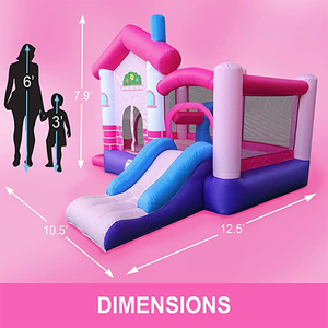 Gran Casa de ensueño Rosa castillo inflable para niños con tobogán para la diversión del patio trasero - Product Image 4