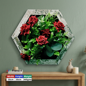 Hexagonal Wooden Artificial Flower Wall Frame 30x30 cm (AFF-Frame-4) - Product Image 2
