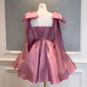 <span class=keywords><strong>Abito</strong></span> da Principessa Elegante in Stile Francese, Lusso Leggero, in Nylon Invernale, con Fiocco e Cintura, Vita Stretta, Raso Retrò, Lunghezza Media - Product Image 3